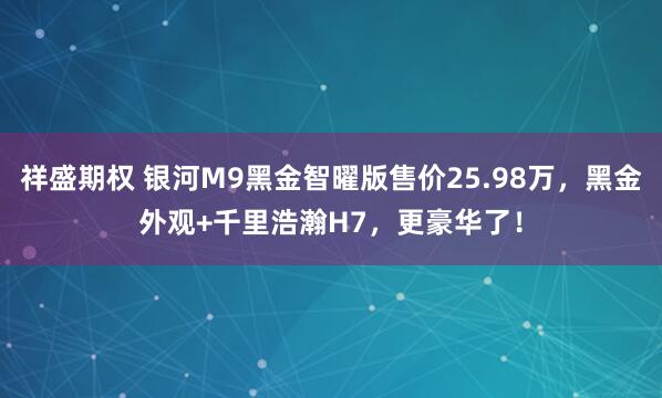 祥盛期权 银河M9黑金智曜版售价25.98万，黑金外观+千里浩瀚H7，更豪华了！